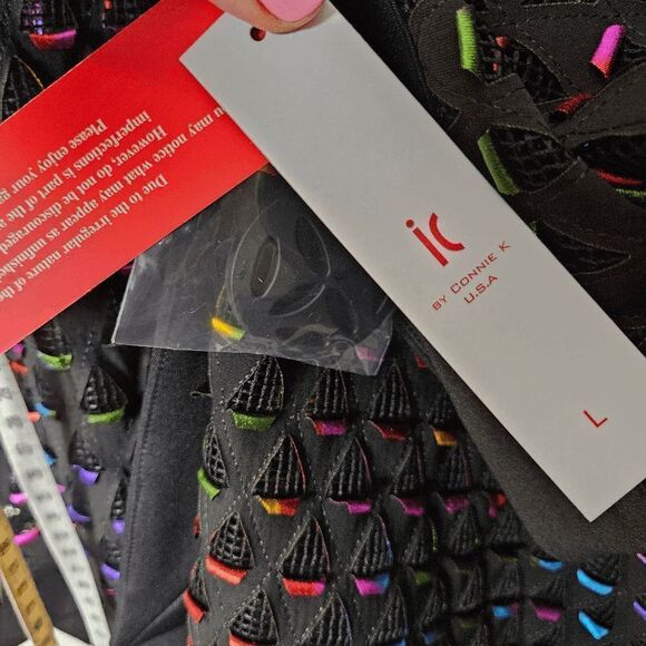 IC by Connie K Rainbow Glam Colors Crochet Cardigan NWT Women's Multicolor Size - Picture 3 of 6